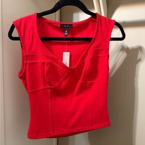 Aqua Bright Red Sculpted Bust Tank Top